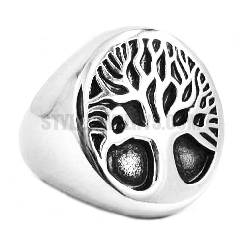 Great Life Tree Celtic Knot Ring Stainless Steel Jewelry Claddagh Style Motor Biker Life Tree Ring SWR0382 - Click Image to Close